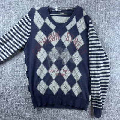 Zara Man Sweater Men's Medium 80% Wool Argyle Stripe 888 ST West Oynk Pig Spain - Image 1 of 4
