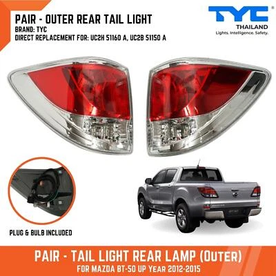 TYC PAIR LH RH SIDE OUTER TAIL LIGHT REAR LAMP FOR MAZDA BT-50 BT50 UP UTE 12-15 - Image 1 of 4