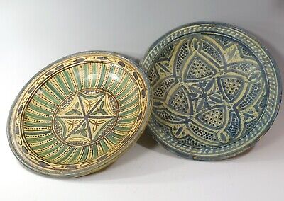 Antique Islamic Morocco Moroccan Middle East Glazed Repaired Pottery Platter LOT • 63.08$