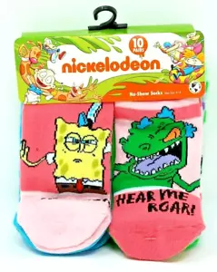 Nickelodeon 10 Pairs No-Show Socks * Rugrats * CatDog * Hey Arnold * Spongebob - Picture 1 of 7