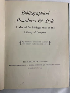 Bibliographical Procedures & Style Blanche Prichard McCrum 1954 - Bild 1 von 7