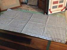 Antique Primitive Faded Blue & White Homespun Linen Table Runner, Signed