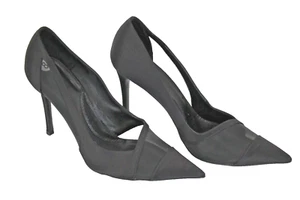 STELLA MCCARTNEY Black Satin Mesh High Heel Pump Pointed Cap Toe Shoes 8  - Picture 1 of 8