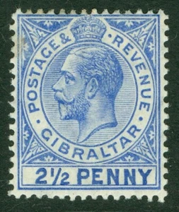 SG 79a Gibraltar 1912-24. 21/2d azul brillante profundo, variedad grande '2' en 1/2... - Imagen 1 de 1