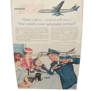 Vintage 1959 Douglas DC 8 Most Advanced Jet Ad Advertisement - Picture 1 of 4