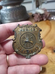 Vintage Tootsie toy junior fire chief embossed metal toy badge - Picture 1 of 6