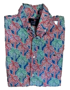 Vineyard Vines Men's Palm Tree Print Slim Fit Whale Short Sleeve Button Up Sz S - Picture 1 of 6