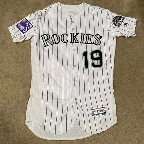 Majestic Authentic Charlie Blackmon Colorado Rockies MLB Jersey 25th 2018 Sz 40 Cover