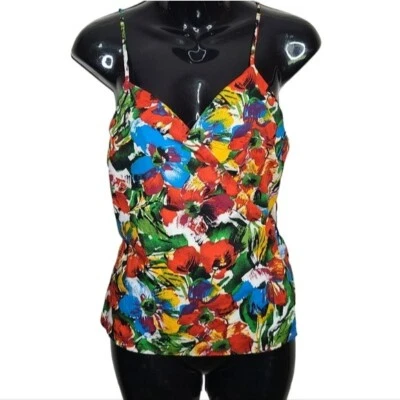 Lush NWT Floral Spaghetti Strap Wrap Front Blouse Tie Waist Size Medium - Image 1 of 4