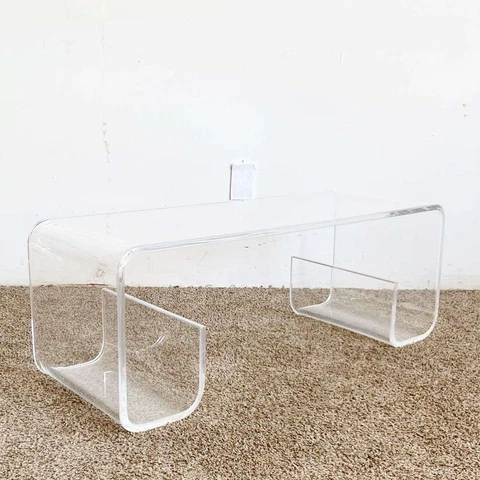 Postmodern Lucite Scroll Bench/Coffee Table Cover