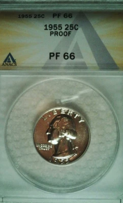 1955 P Washington Quarter ANACS PF-66 - Image 1 of 4