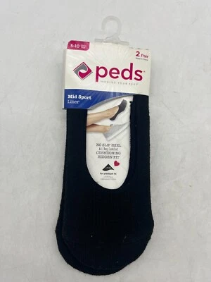 Calcetines deportivos medios negros con tacón sin cordones Peds dos pares para tallas de zapatos 5-10 Foto 1 de 4