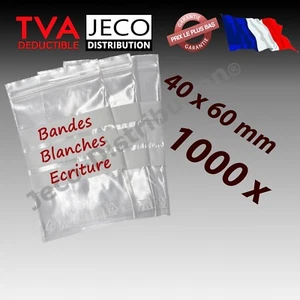 LOT 1000 sachets zip 40x60 plastique zip 3 bandes blanches d'écriture 4x6 50µ f - Imagen 1 de 1