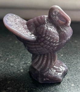 Mosser Glass -Eggplant Purple Turkey Solid Glass Figurine Thanksgiving 2.5" tall - Picture 1 of 8