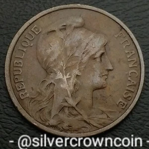 France 5 Centimes 1917. KM#842. Bronze Five Cents coin. Paris Mint. WWI. - Picture 1 of 7