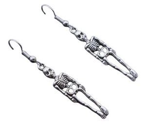 Pendientes Esqueleto Halloween Colgantes Metal Calavera Joyería Gótico Plata Otoño Espeluznante - Imagen 1 de 3