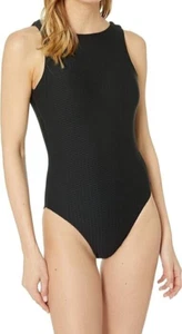 Seafolly Womens LaLuna High Neck Maillot One Piece Swimsuit Black Size US 12 - Picture 1 of 6