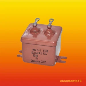 0.51 uF 630 V LOT OF 2 SOVIET PAPER IN OIL PIO AUDIO CAPACITOR WITH PLATE MBGP-2 - Picture 1 of 3