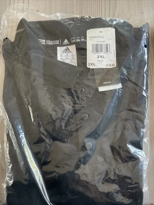 Adidas Mens Grind Polo Golf Shirt Short Sleeve 2XL Black S97377 Logo Brand New - Image 1 of 4