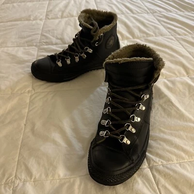 Converse Sneaker Boots All Star Black Leather Lined CT 632530C Men Boys Size 6 - Image 1 of 4