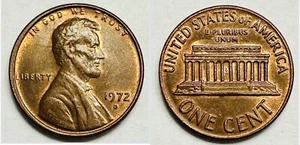 1972D Lincoln Memorial One Cent im Umlauf befindliche Fehlermünze - Bild 1 von 12