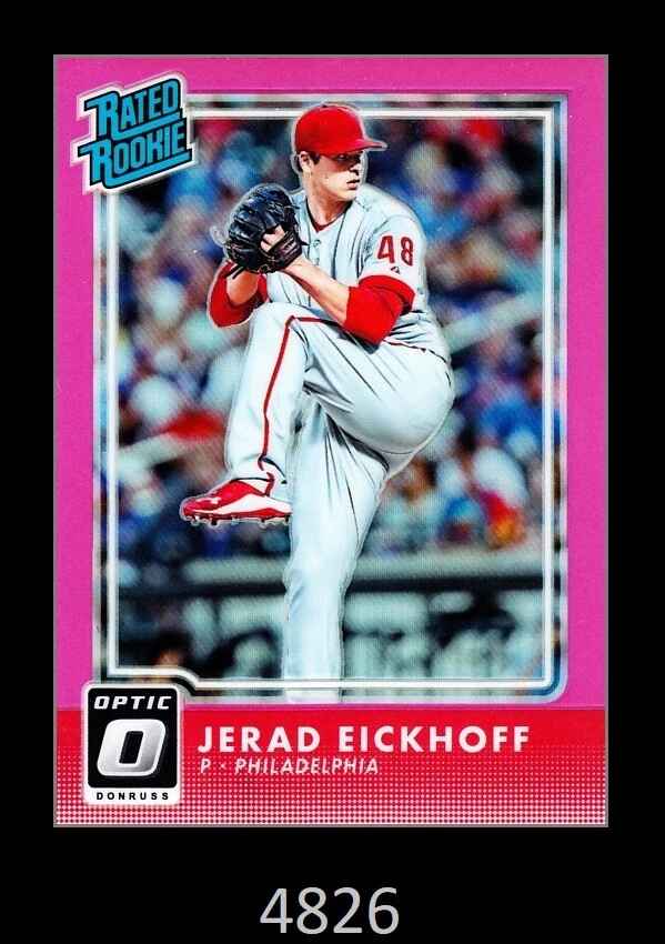 2016 PANINI DONRUSS OPTIC PINK REFRACTOR RATED ROOKIE JERAD EICKHOFF PHILLIES - Image 1 of 1