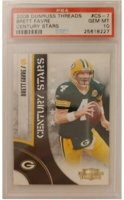 2008 Donruss Threads Brett Favre CENTURY STARS card graded PSA 10 POP 13 - Image 1 of 2