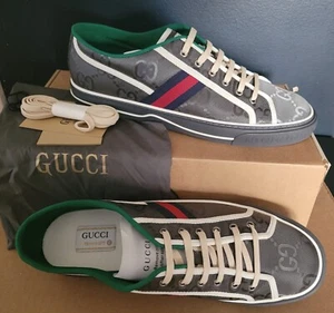 NEW AUTHENTIC GUCCI TENNIS 1977 OFF THE GRID  "NYLON GG PRINT GUCCI 13 (US 13.5) - Picture 1 of 6