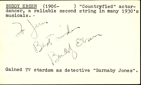 BUDDY EBSEN - AUTOGRAPH NOTE SIGNED Cover