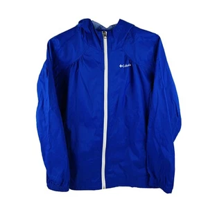 Columbia Kids Girls Blue/Purple Windbreaker Full Zip Hooded Jacket Sz L EUC - Foto 1 di 8