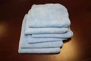 6 BLUE Microfiber Towels Super Soft Plush Cleaning Cloth 16"x16" Ultra Absorbent - Picture 1 of 1
