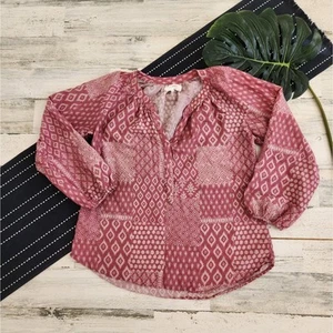 Xirena Stamp Chloe Popover-Bluse mit V-Ausschnitt Rosa Größe Small - Bild 1 von 5