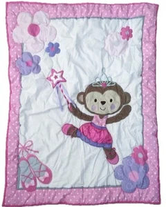 Carters Child Of Mine Rosa Ballerina Prinzessin Affe Krippe Bettdecke Babydecke - Bild 1 von 5