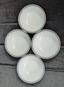 Set 4 ciotole zuppa/cereali Corelle City Block 6-1/4" anelli a righe nere - Foto 1 di 9