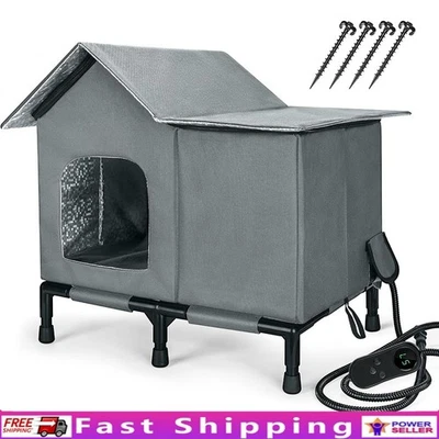 Домик для кошек с подогревом открытый всепогодный изолированный приют для кошек диких домашних животных логово новый - Изображение 1 из 4