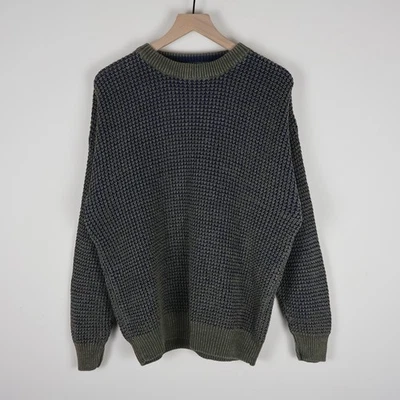 Vintage Claybrooke Birdseye Knit Pullover Sweater Green Blue Men's XL 23x26.5 - Image 1 of 4