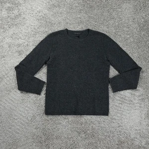 John Varvatos Sweater Mens Medium Crew Neck Long Sleeve Ribbed Knit Gray Luxe - Picture 1 of 9