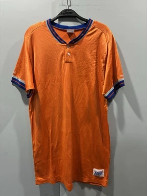 Camiseta deportiva vintage BIKE Shimmer XL naranja azul ribete hecha en EE. UU. estilo fútbol Foto 1 de 4