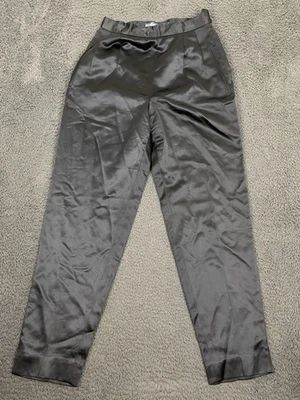 Prada Italy Silk Viscose Satin Pants Black Taper Size 42 - Image 1 of 4