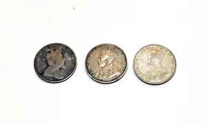 Lote/3 cuartos canadienses de plata de ley 925 Jorge V 1908 1920 1921 17,2 gramos - Imagen 1 de 15