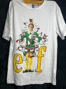H&M Divided Elf Movie Graphic Tee White Short Sleeve Size Small - Picture 1 of 3
