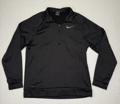 Nike Quarter Zip Jacket Dri-Fit Mens Medium 1/4 Zip Up Black Gray - Image 1 of 4