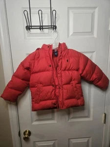 Polo Ralph Lauren Jacket Boys 4/4T Red Hooded Down Puffer Winter Pony Logo - Picture 1 of 10