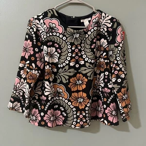 H&M Damen Bluse Oberteil 3/4 Arm Boho geblümt mehrfarbig Gr. 10 Pullover - Bild 1 von 5