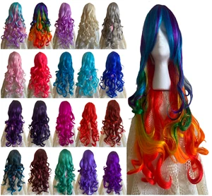 New 25" long curly nonflammable synthetic regular wigs with bangs for women - Picture 1 of 61