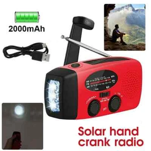 Hand Crank Dynamo Wind Up Solar AM FM Radio USB Charger Camping Light Torch Gift - Picture 1 of 14
