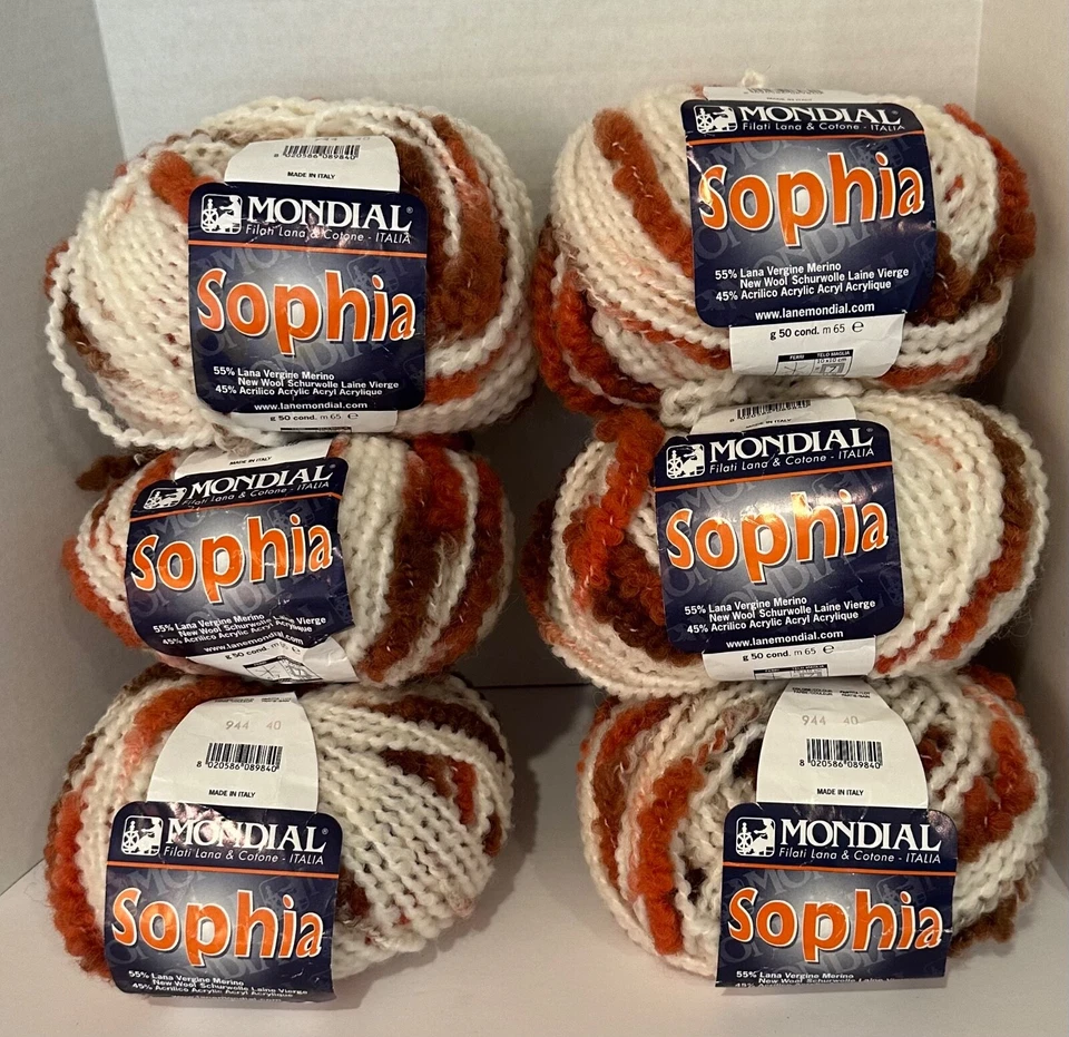 NEW 6 x skeins Mondial Yarn Sophia same dye lot - see descr. for details - Image 1 of 3