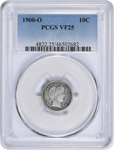 1900-O Barber Silver Dime VF25 PCGS Cover
