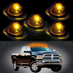 5pcs Cab Marker Light Amber Lens + T10 3020 White Led Bulbs for 99-02 Dodge Ram - Picture 1 of 7