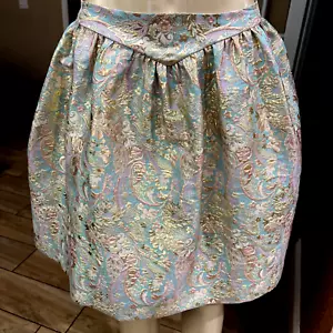 VTG Skirt Gold Teal/Purple Metallic Floral Brocade Bubble see Pics SZ bc9 - Picture 1 of 12